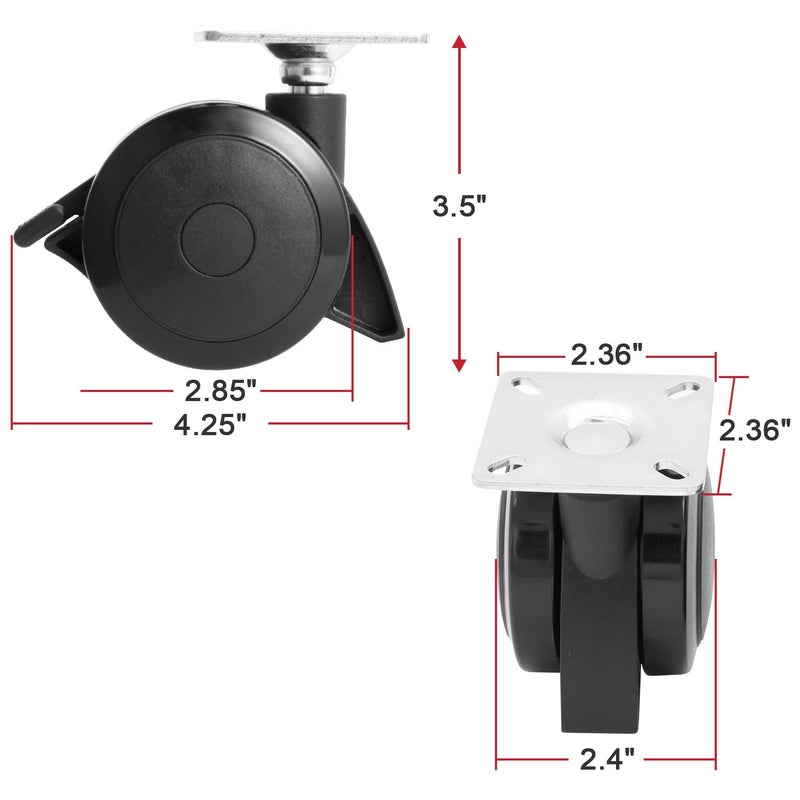 GLOWYE 69828 69827 Locking Caster for Weber Spirit 200 & 300 Series Grills, 4 Pack Caster Wheel with Plate for Weber Spirit Grill Replacement Parts (Model 2013 Y - New) - Image 2